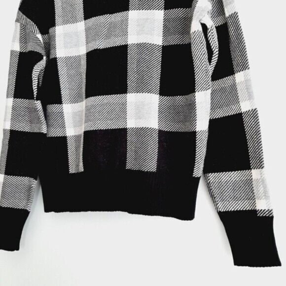 MAX STUDIO / B&W Plaid Check Cowl / TurtleNeck Sweater Sz XS - Picture 9 of 11